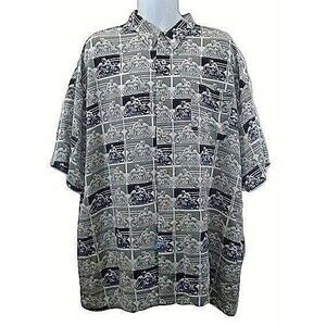 BDOWNBRAND Button Front Shirt 2XL Vintage Motorcycle Graphic Casual Streetwear